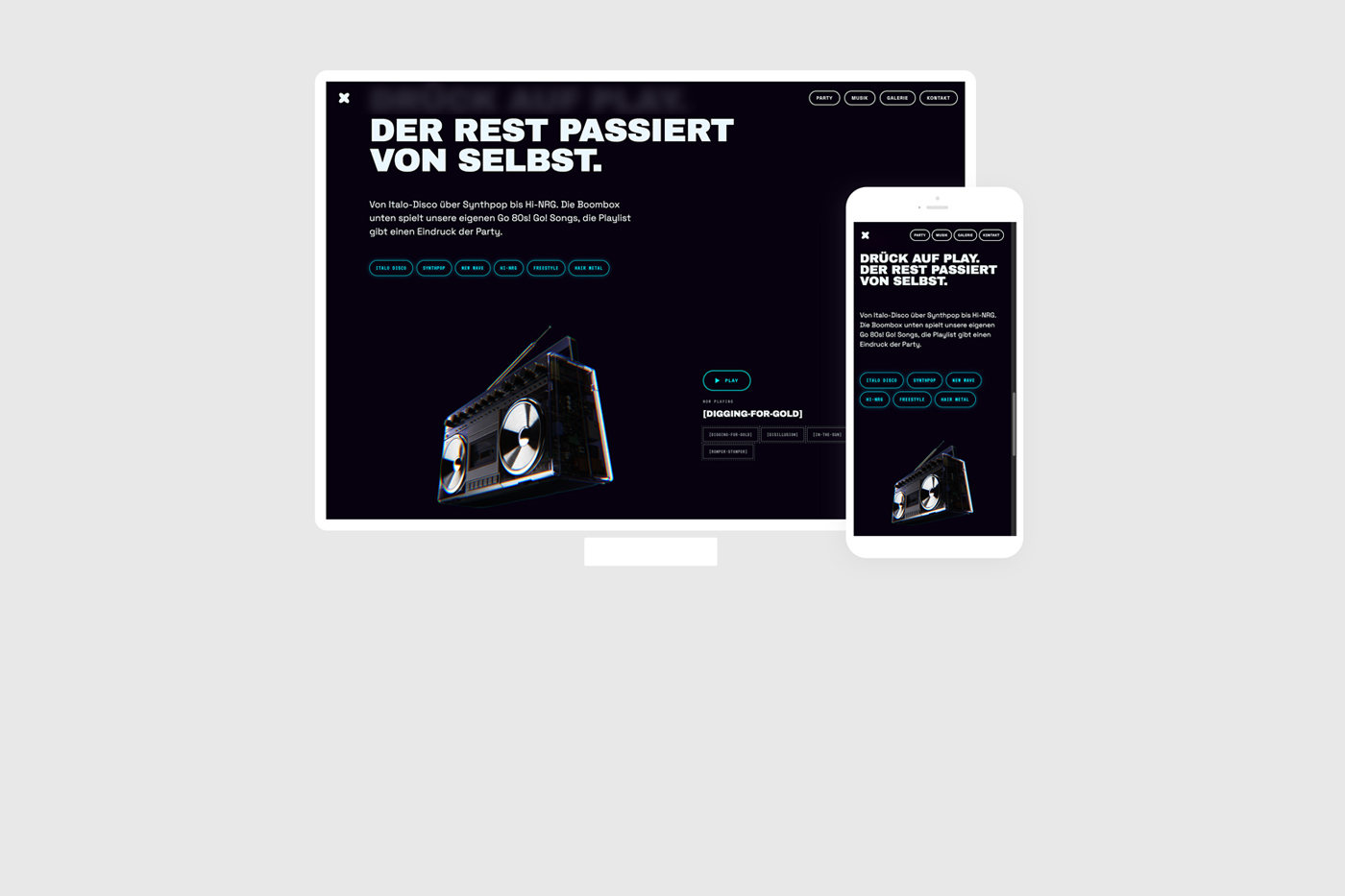 Website-Entwurf auf Monitor und Smartphone