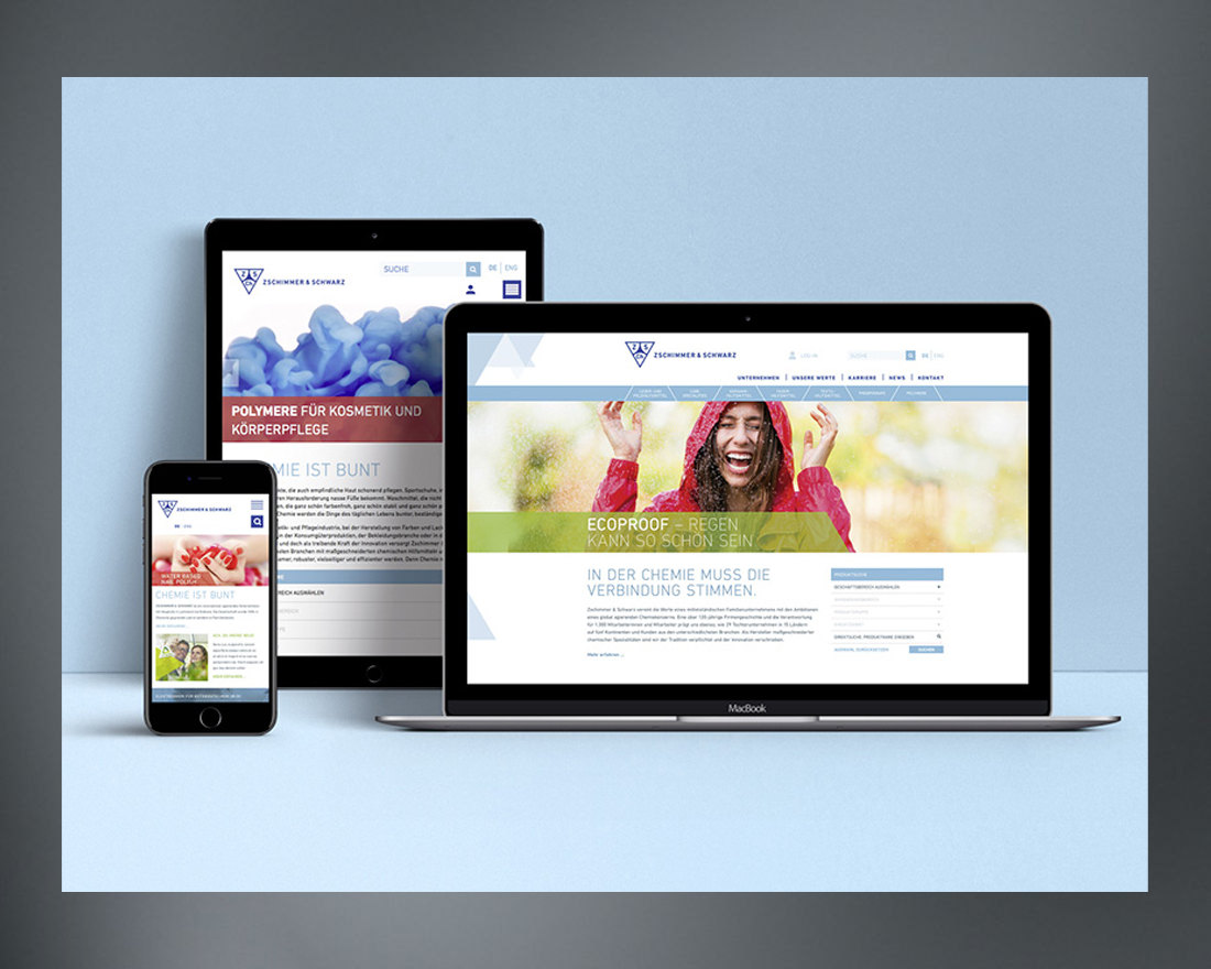 Responsive Website eines sozialen Trägers auf mehreren Geräten