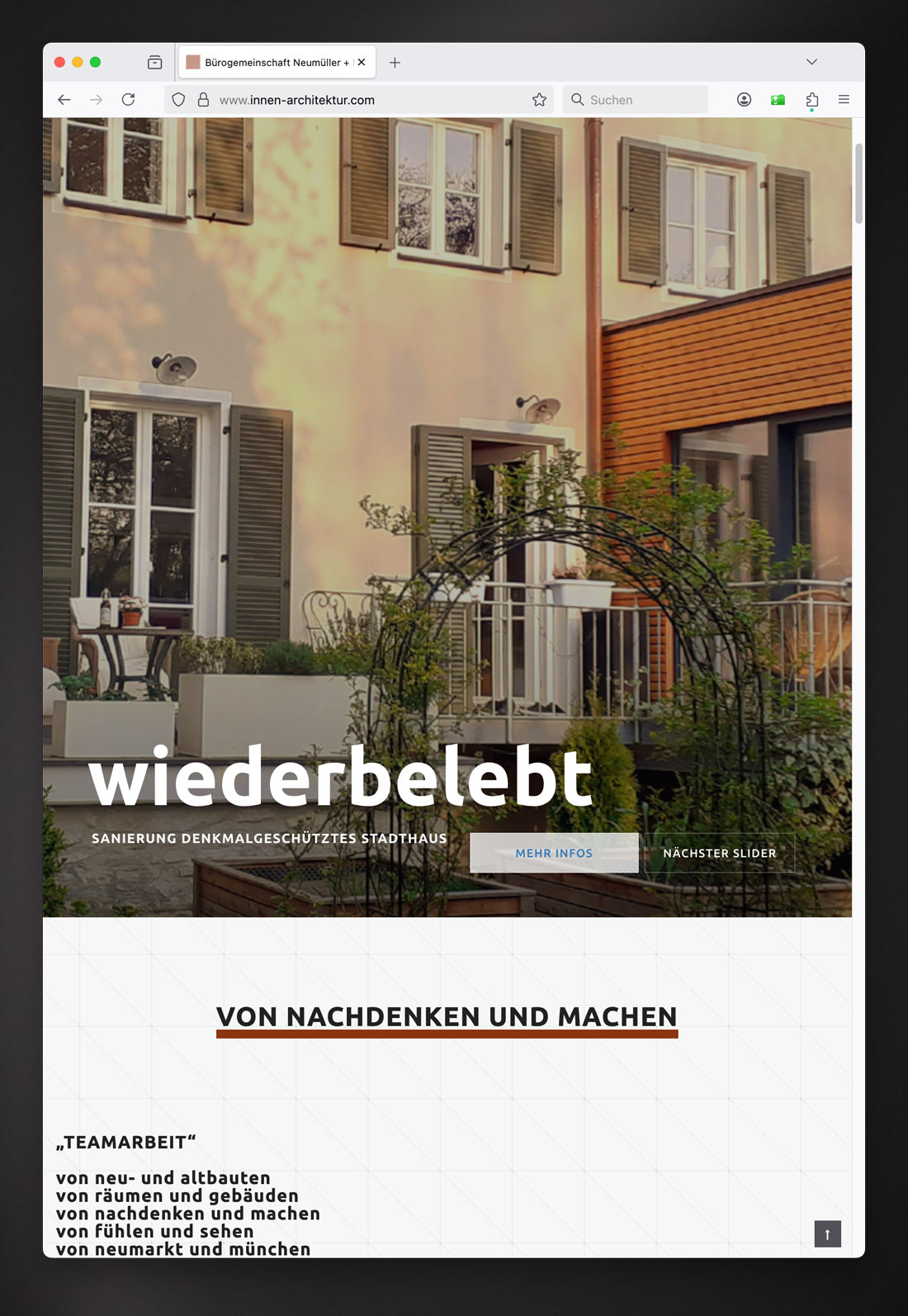 Website „wiederbelebt“ zur Sanierung eines denkmalgeschützten Stadthauses